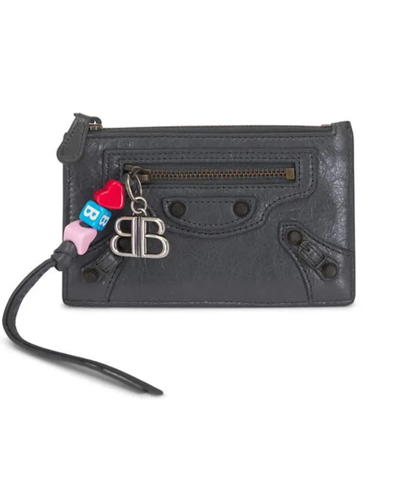 Balenciaga charm leather wallet - Grau Grau