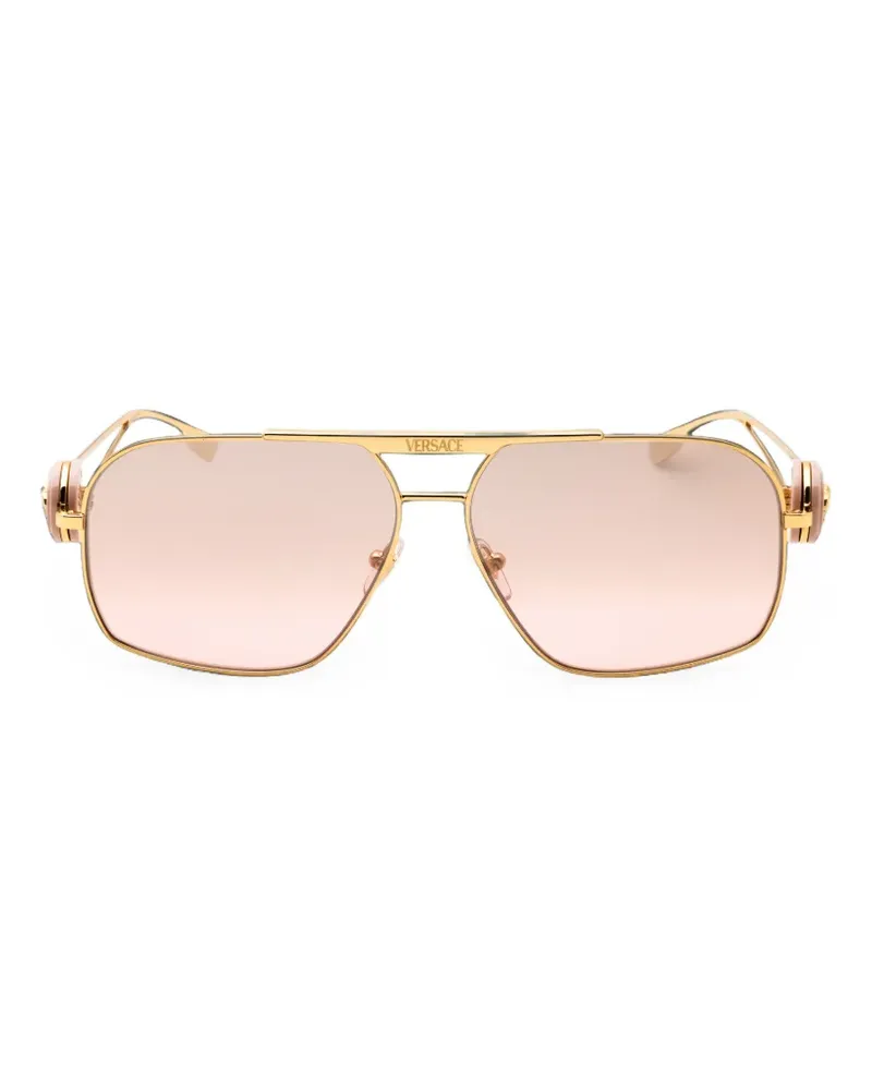 Versace Sonnenbrille mit geometrischem Gestell - Gold Gold