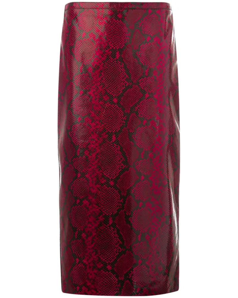 Rochas Bleistiftrock aus Kalbsleder - Rot Rot