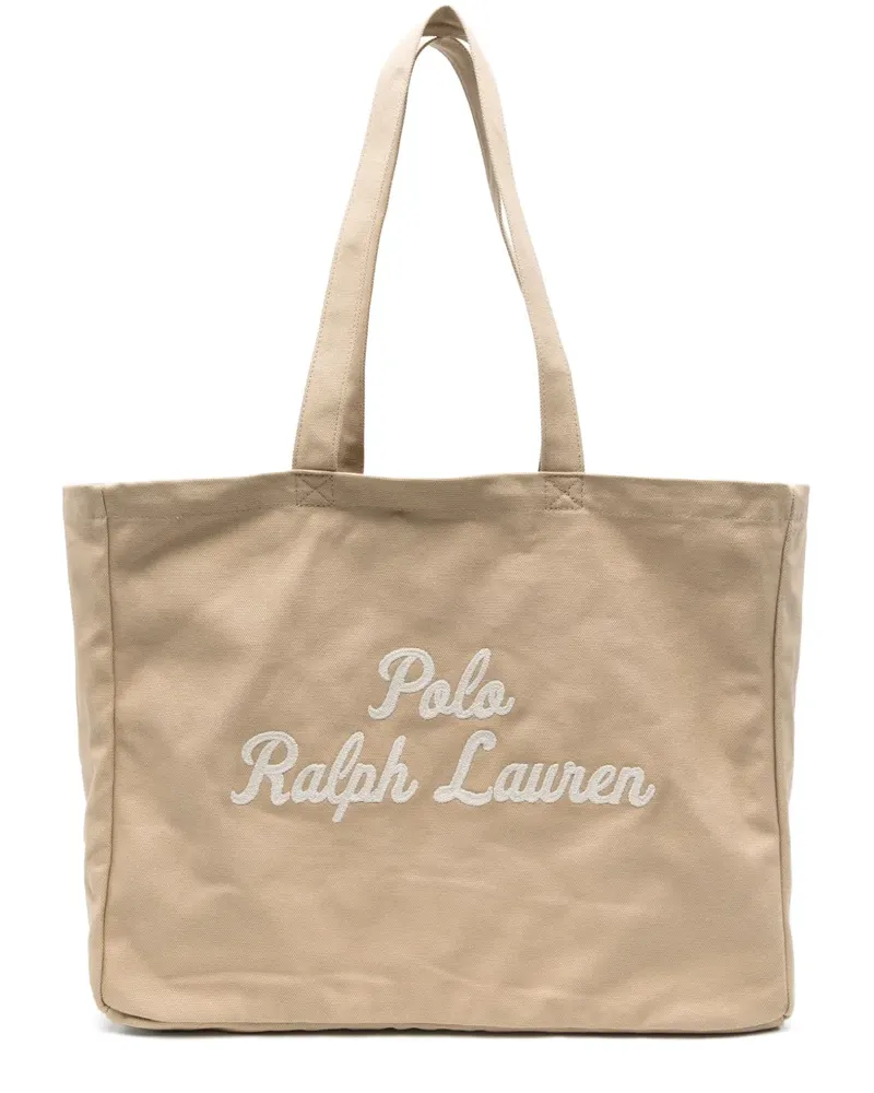 Ralph Lauren Canvas-Shopper mit Logo-Stickerei - Nude Nude