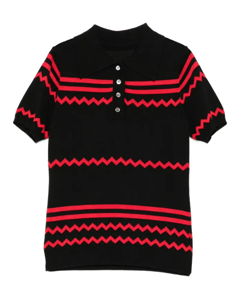 Cynthia Rowley Ziggy Cropped-Poloshirt - Schwarz Schwarz