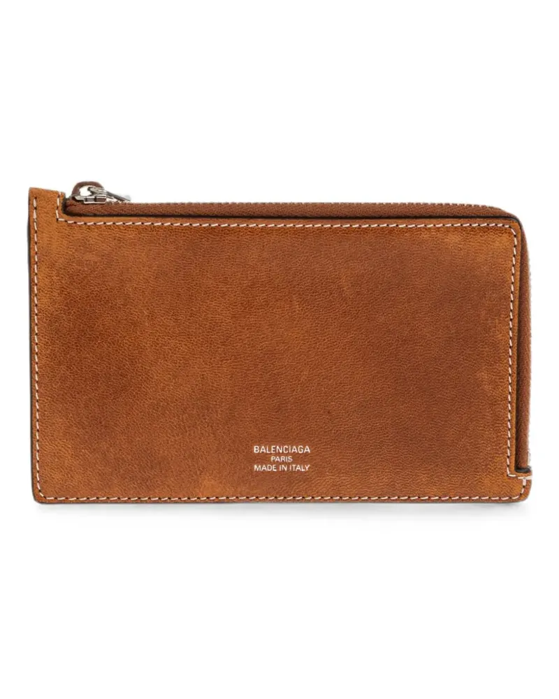 Balenciaga zip-around leather card holder - Braun Braun