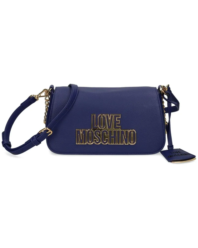 Moschino Schultertasche mit Logo-Schild - Blau Blau