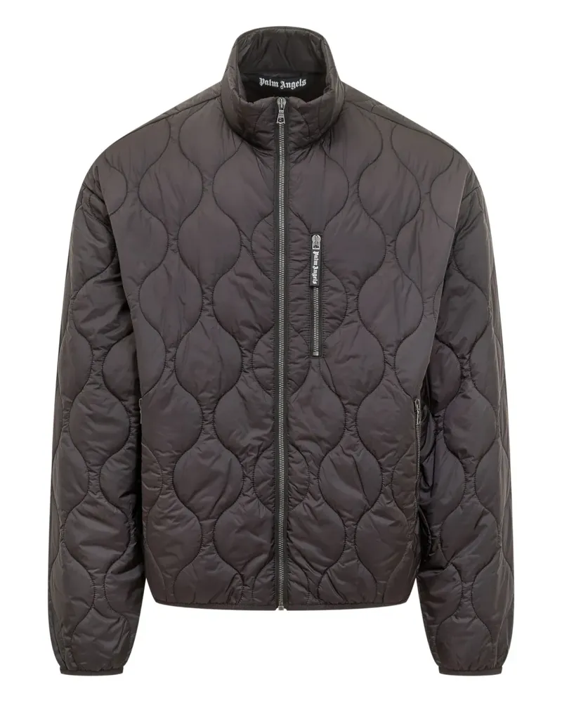 Palm Angels curved logo quilted jacket - Grau Grau