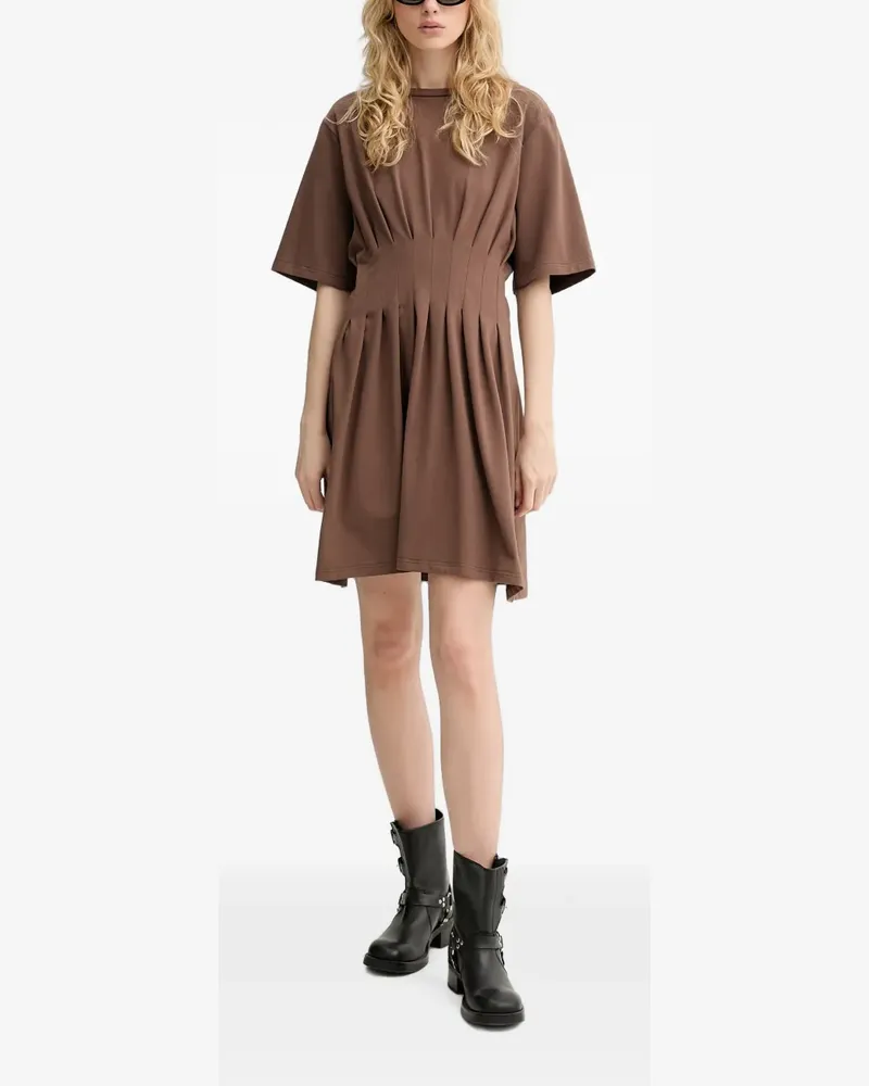 Gestuz GZinez T-Shirt-Minikleid mit Bundfalten - Braun Braun