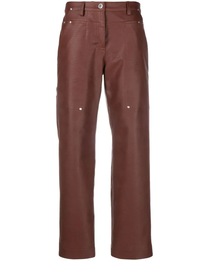 Stella McCartney Gerade Hose aus Faux-Leder - Braun Braun
