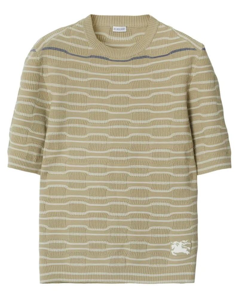 Burberry Gestricktes T-Shirt mit Logo-Stickerei Nude