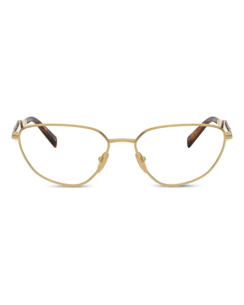 Prada logo-engraved geometric-frame glasses - Gold Gold