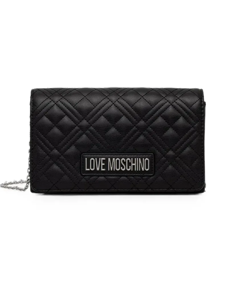Moschino logo-lettering quilted crossbody bag - Schwarz Schwarz