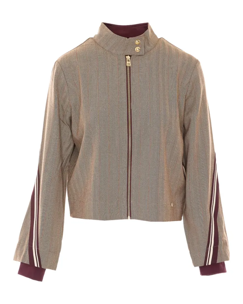 Liu Jo herringbone-pattern zip-up jacket - Nude Nude