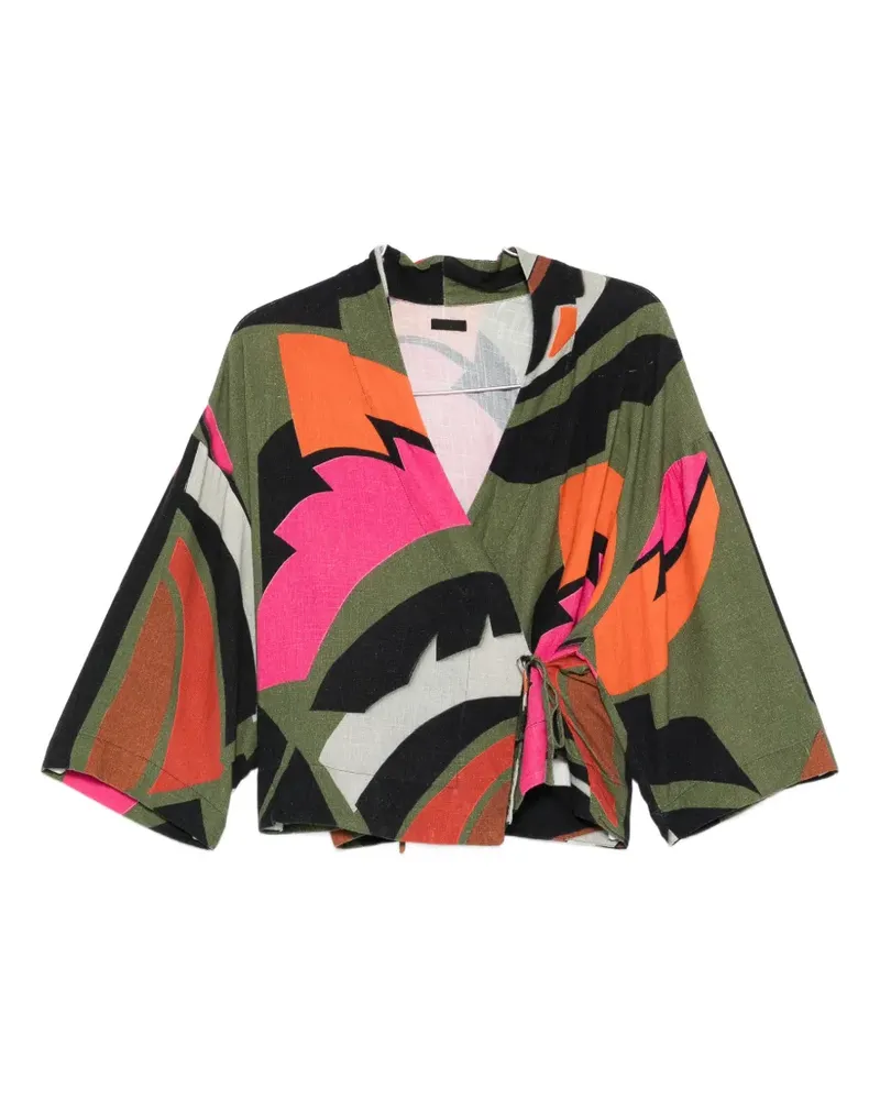 Osklen floral print tie kimono - Grün Grün