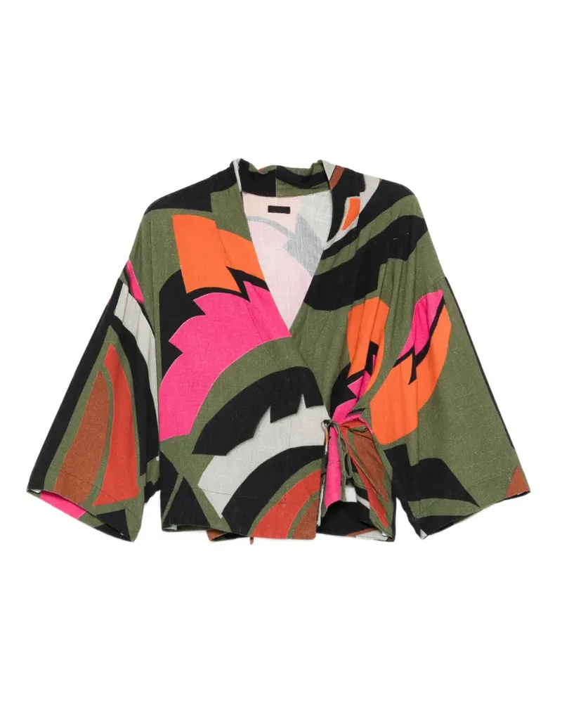 Osklen floral print tie kimono - Grün Grün