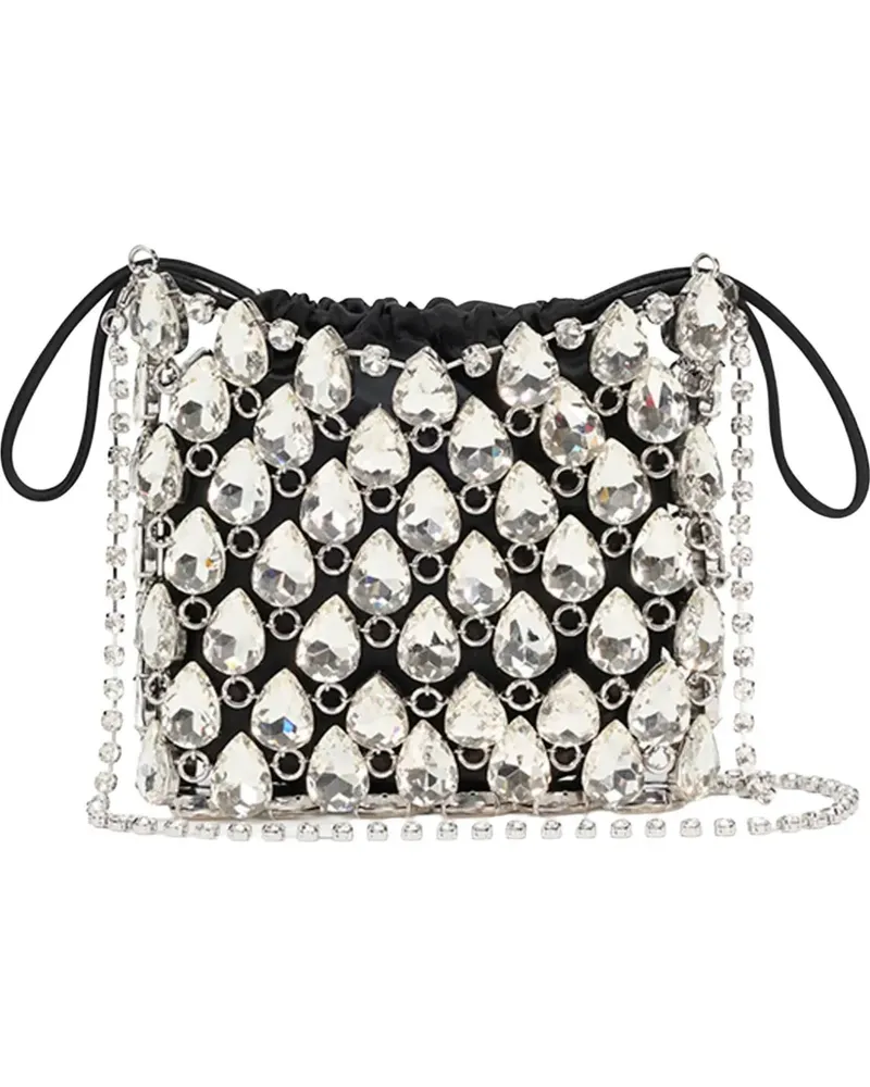 Self-Portrait crystal chainmail mini bag - Silber Silber