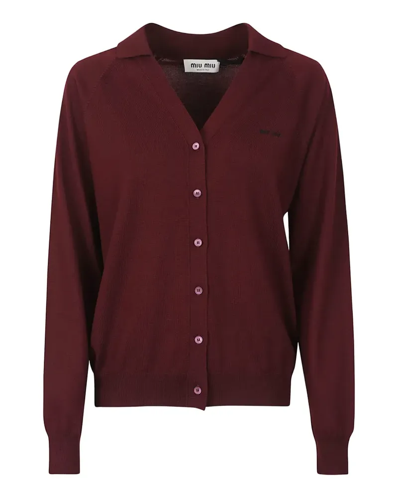 Miu Miu logo-embroidered V-neck sweater - Rot Rot