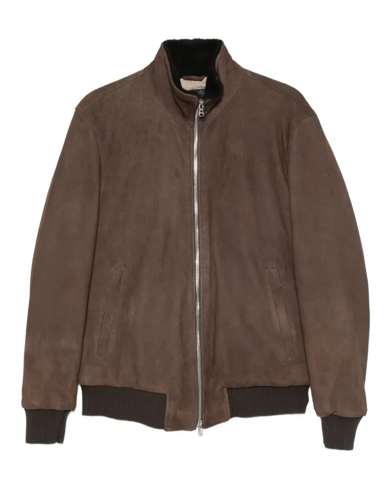 BARBA Wildlederjacke mit Shearling-Futter - Braun Braun