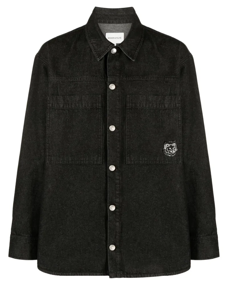 Kitsuné Hemdjacke mit Tigerkopf-Print - Schwarz Schwarz