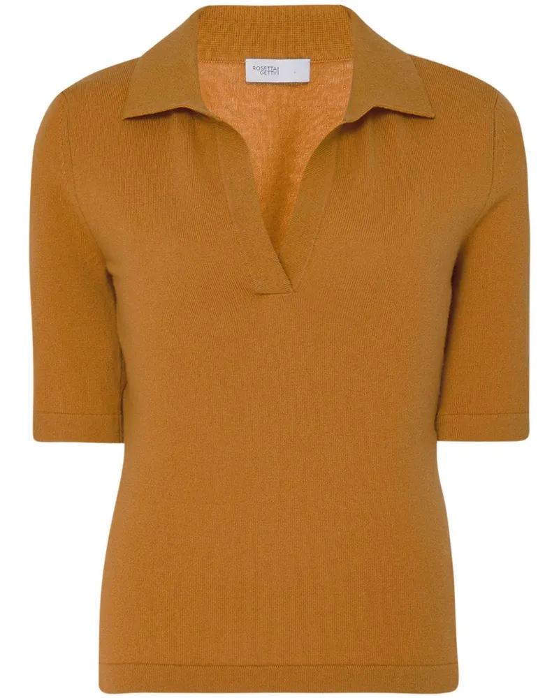 Rosetta Getty Gestricktes Poloshirt mit offenem Kragen - Gelb Gelb
