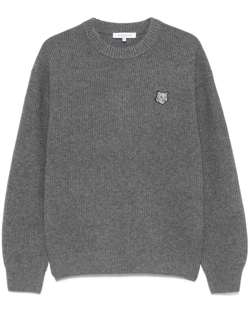 Kitsuné Gerippter Pullover mit Bold Fox Head-Patch - Grau Grau