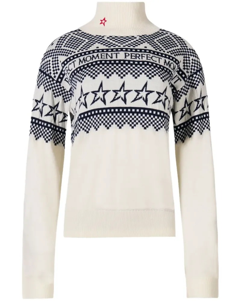 Perfect Moment Klassischer Intarsien-Pullover - Weiß Weiß