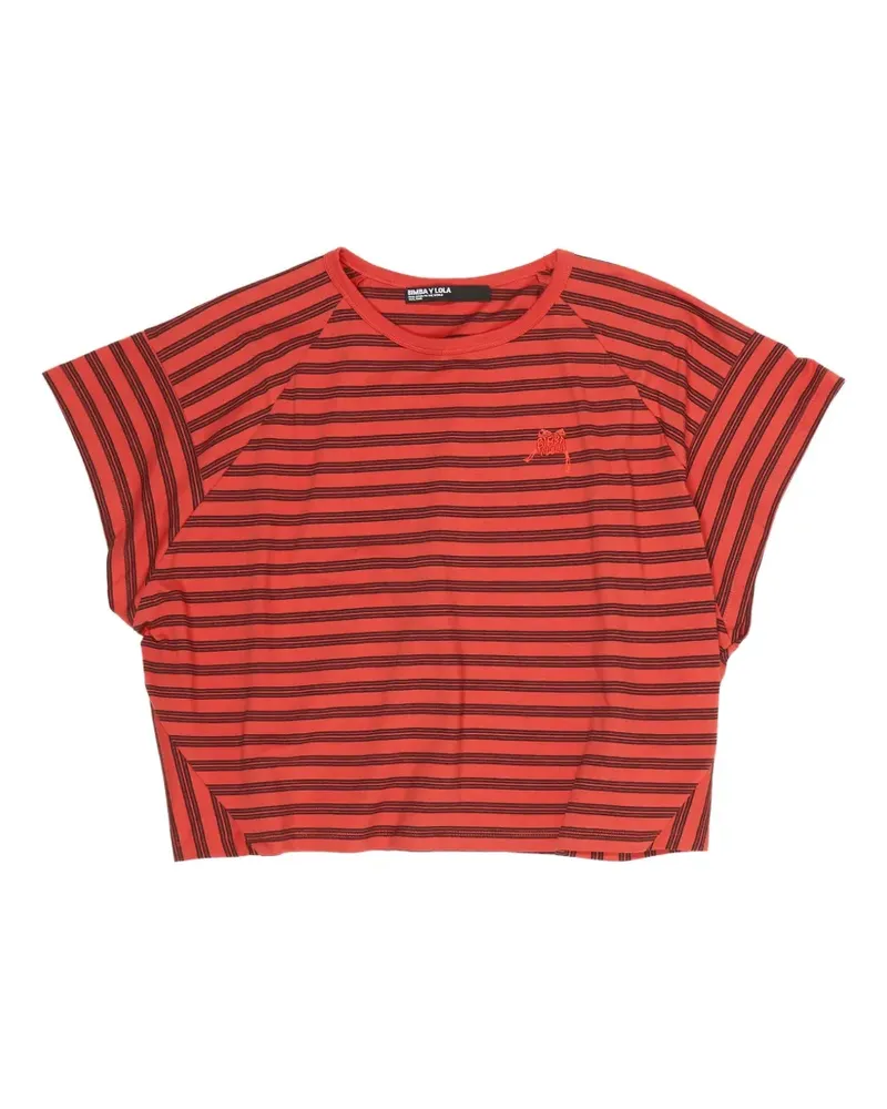BIMBA Y LOLA Gestreiftes T-Shirt mit Stickerei - Rot Rot