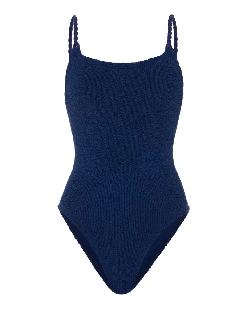 Hunza G Camille Badeanzug mit geflochtenem Riemen - Blau Blau