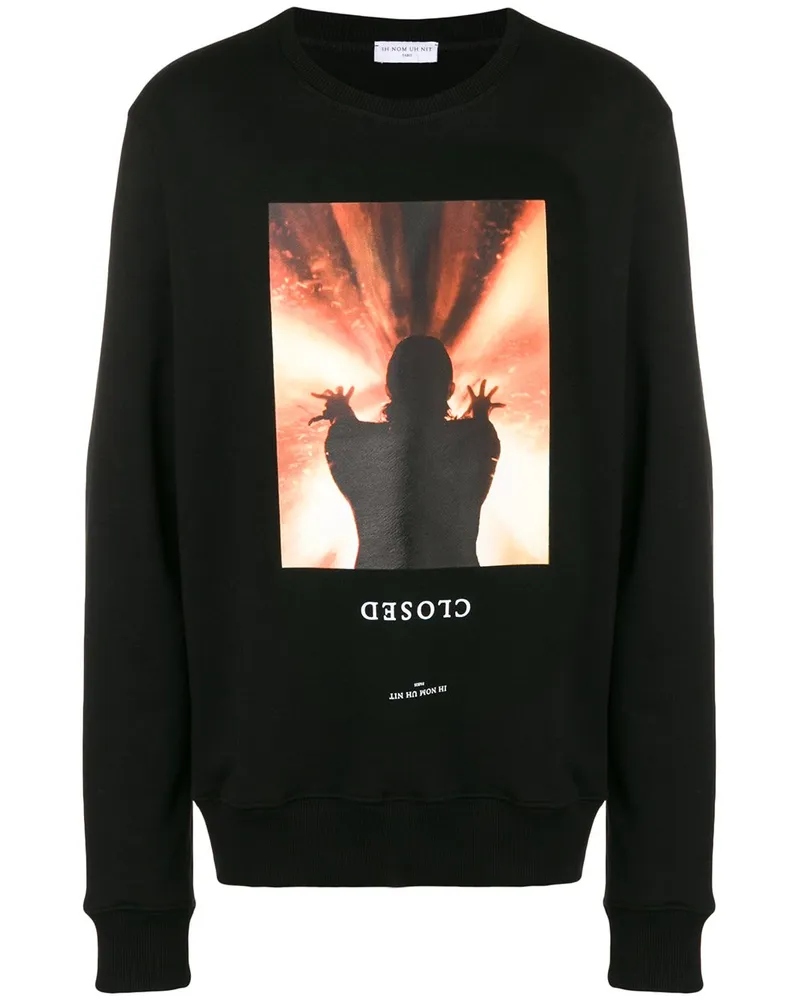 IH NOM UH NIT Sweatshirt mit "Closed"-Print Schwarz