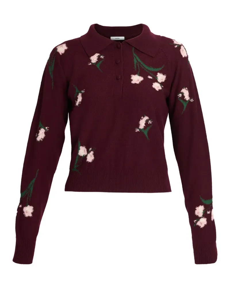 Erdem floral-knit polo shirt - Rot Rot