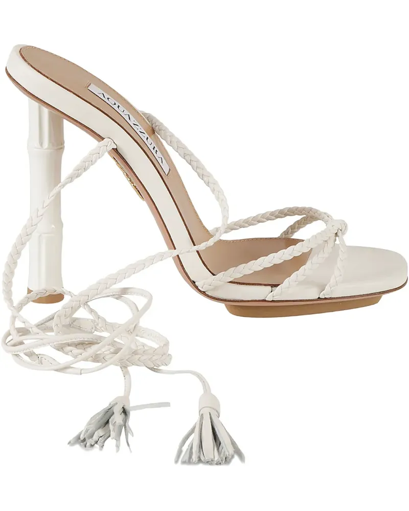 Aquazzura Wild Bamboo Sandalen mit Flechtquasten - Weiß Weiß