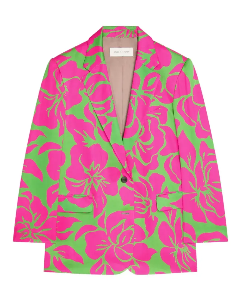 Dries van Noten Oversized-Blazer aus Satin mit Blumen - Grün Grün