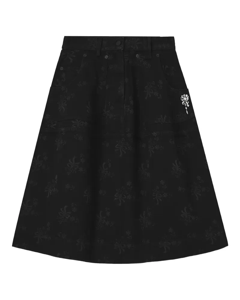 Simone Rocha Midirock mit Schleifen-Print - Schwarz Schwarz