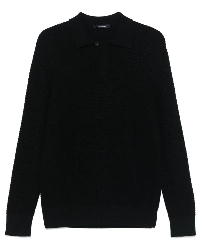 Tagliatore Poloshirt aus geripptem Strick - Schwarz Schwarz
