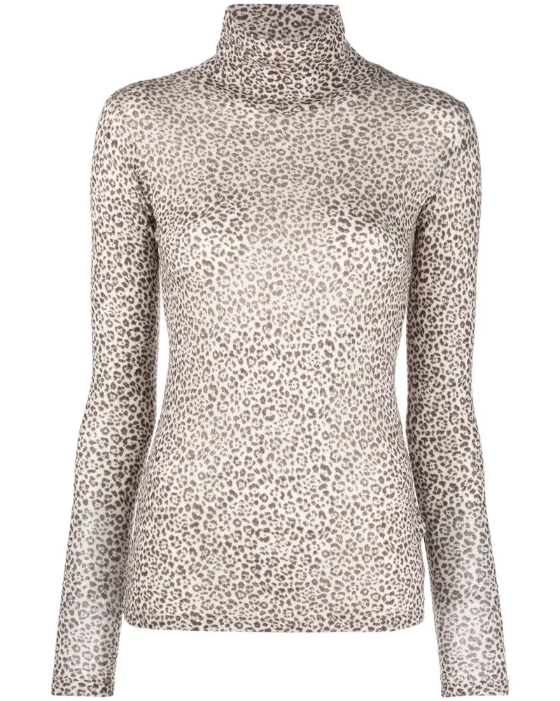 Saint Laurent Rollkragenoberteil mit Leoparden-Print - Braun Braun