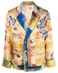 Pierre-Louis Mascia Blazer aus Seide mit Blumen-Print Gelb