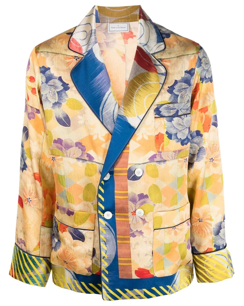 Pierre-Louis Mascia Blazer aus Seide mit Blumen-Print Gelb