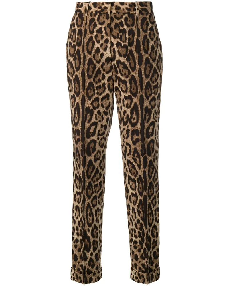Dolce & Gabbana Hose mit Leo-Print - Braun Braun