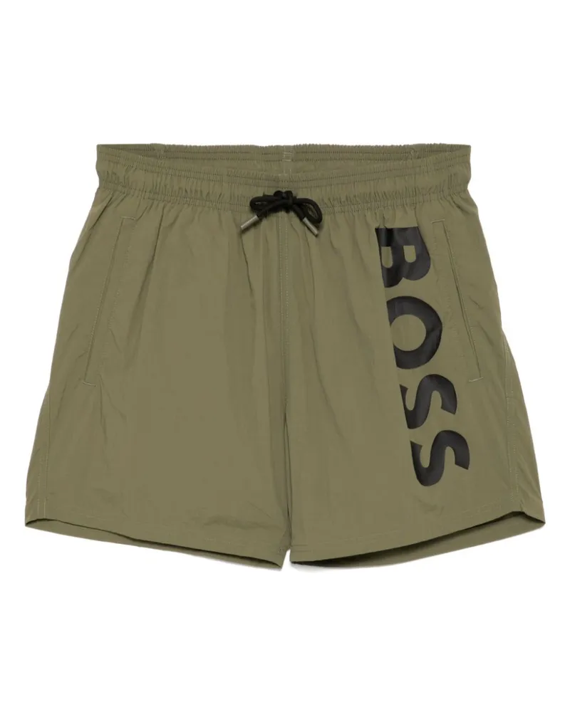 HUGO BOSS Badeshorts mit Logo-Print - Grün Grün