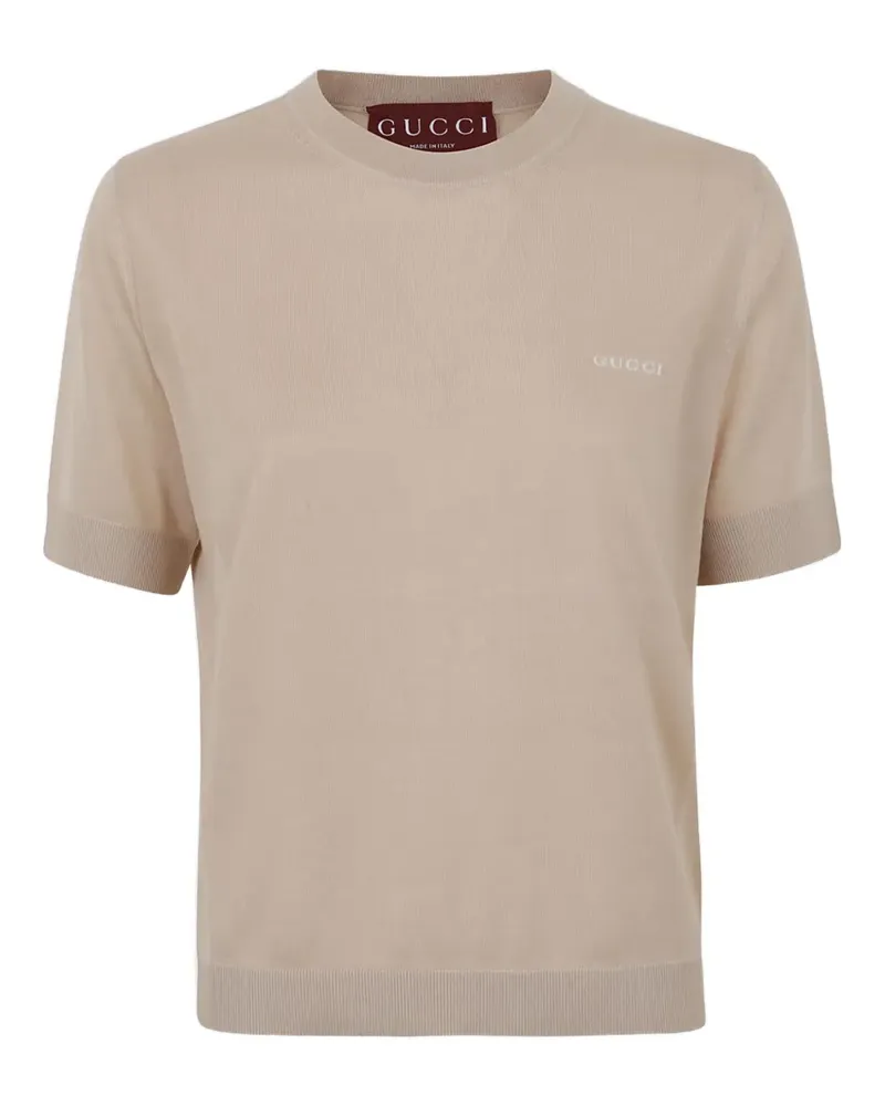 Gucci logo-detail top - Nude Nude