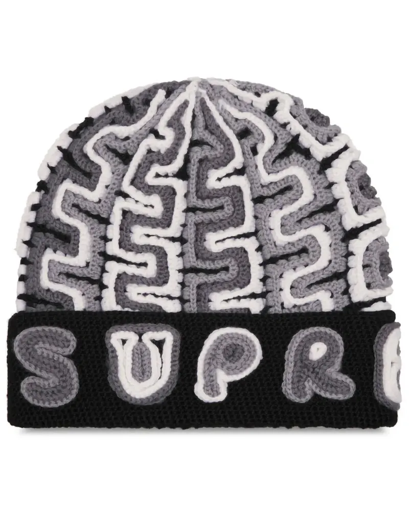 Supreme Being Yarn Appliqué "Black/White" Beanie - Weiß Weiß