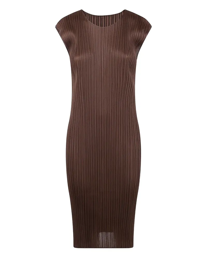Issey Miyake Plisseekleid mit angeschnittenen Ärmeln - Braun Braun