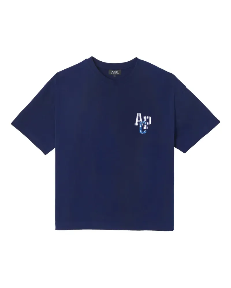A.P.C. T-Shirt mit Logo-Print - Blau Blau