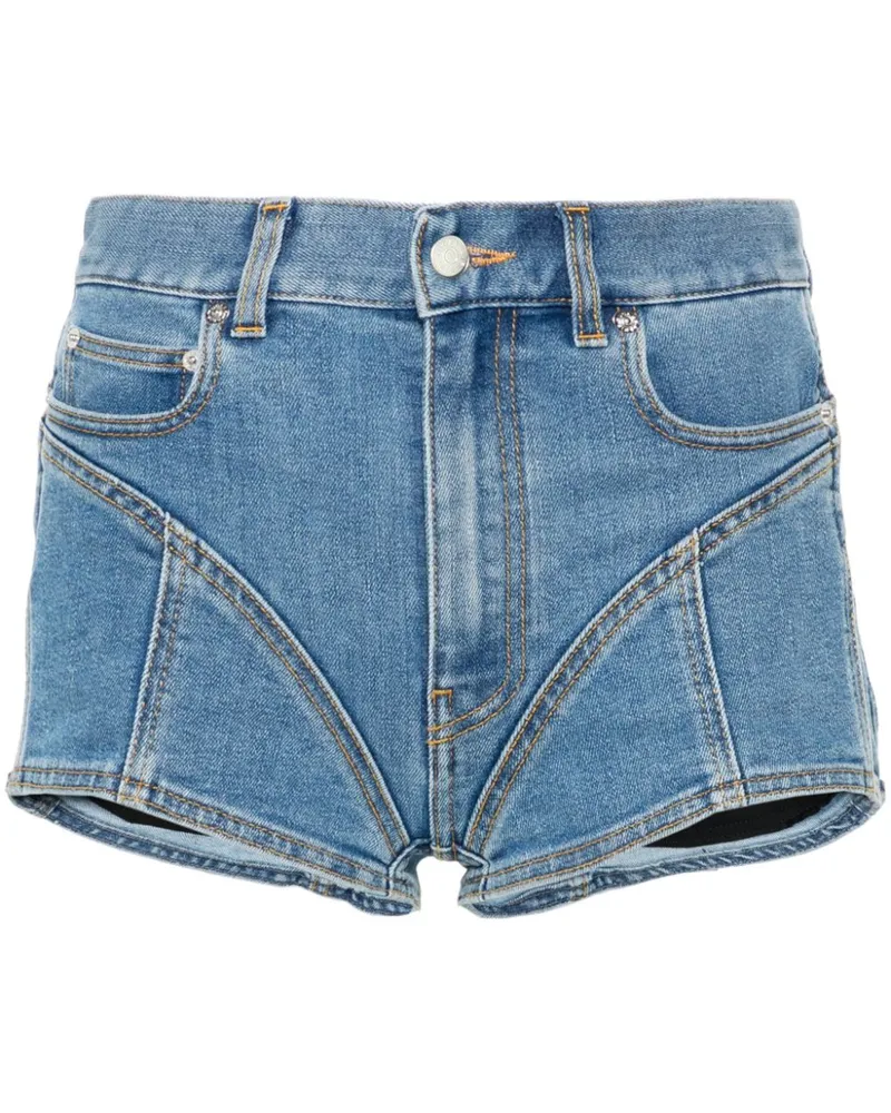 Thierry Mugler Jeans-Shorts im Materialmix - Blau Blau