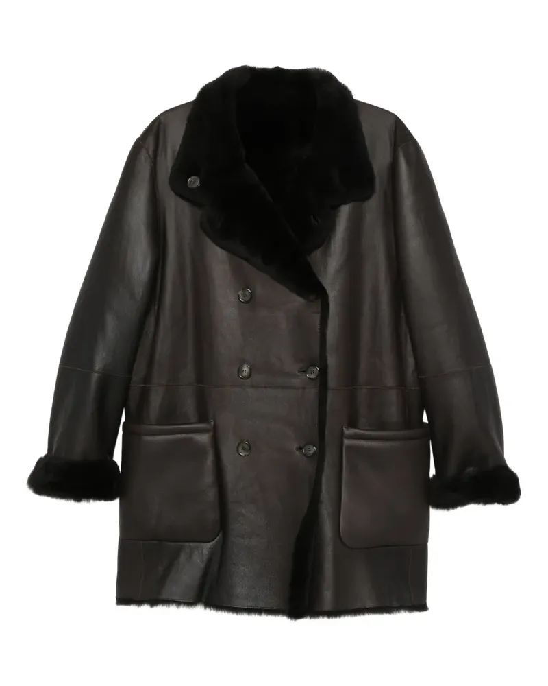 Giorgio Armani Doppelreihiger Mantel aus Shearling - Braun Braun