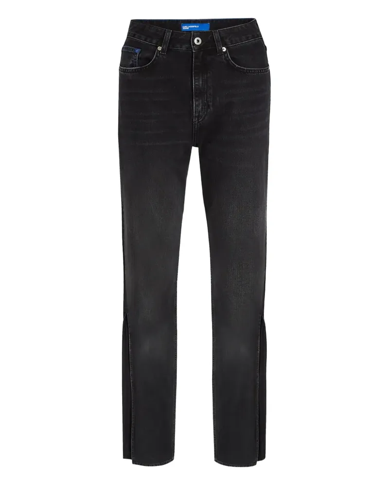 Karl Lagerfeld High-Rise-Jeans mit offenem Saum - Schwarz Schwarz