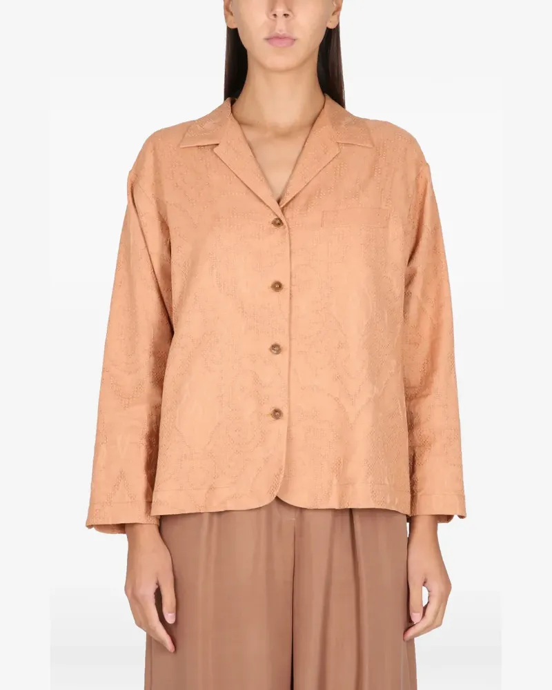 ALYSI Ajoure button front jacket - Braun Braun