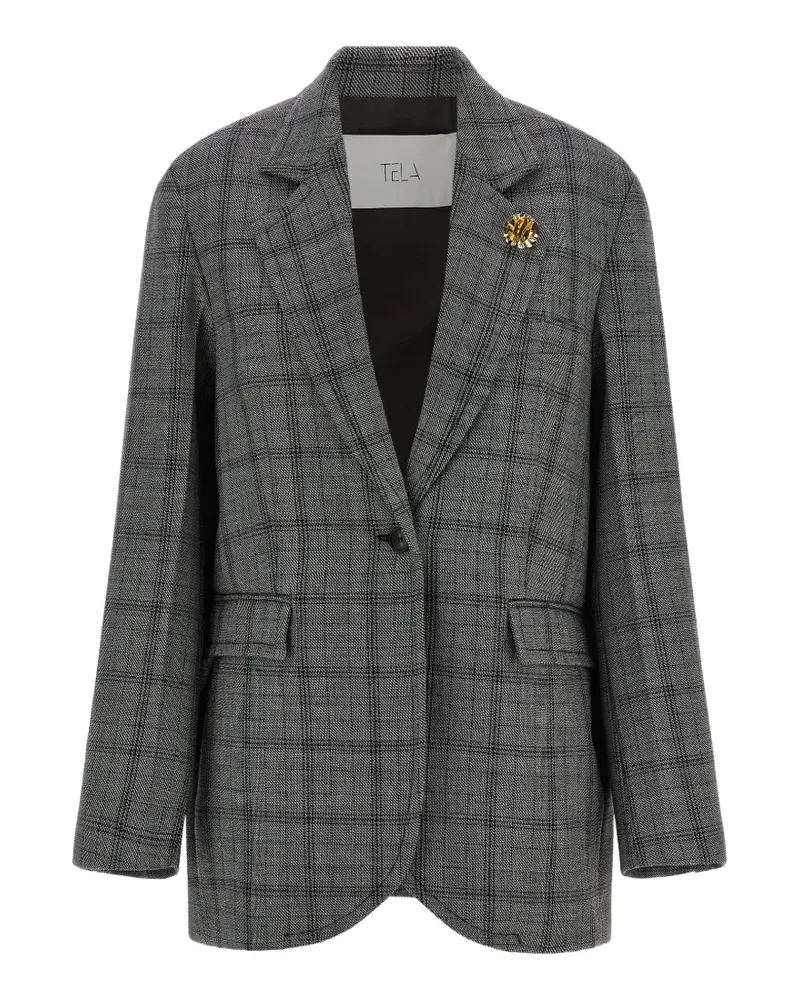TELA Sakko mit Prince of Wales-Brosche - Grau Grau