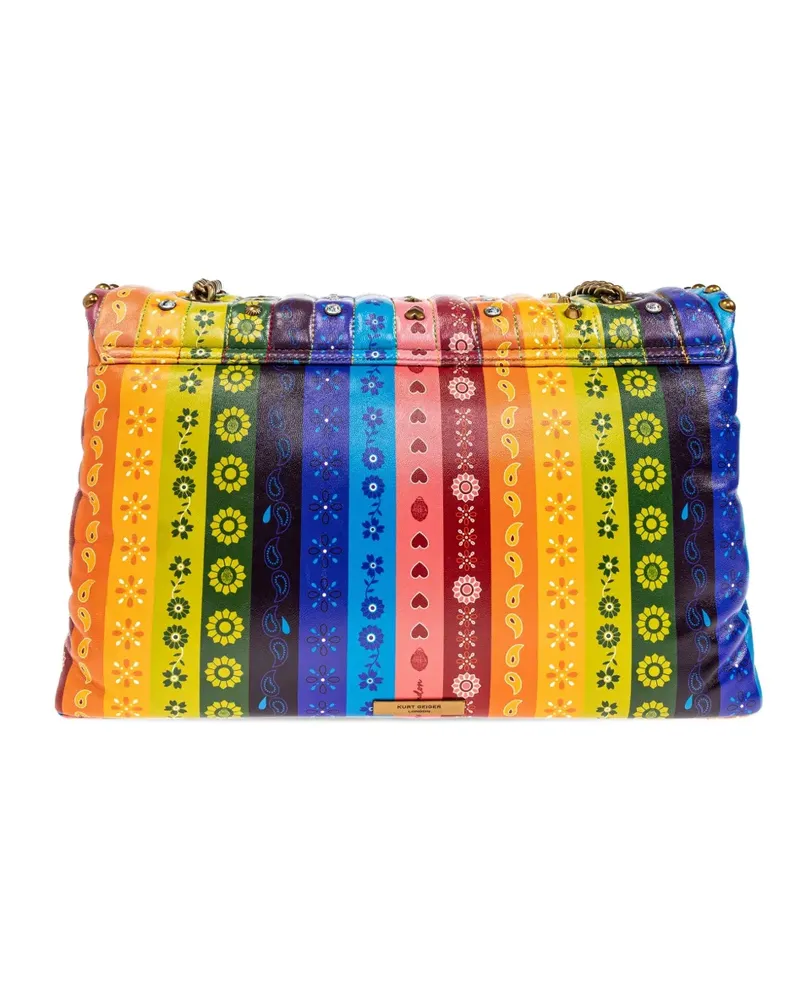 Kurt Geiger XXL Kensington Schultertasche mit Regenbogenstreifen - Blau Blau
