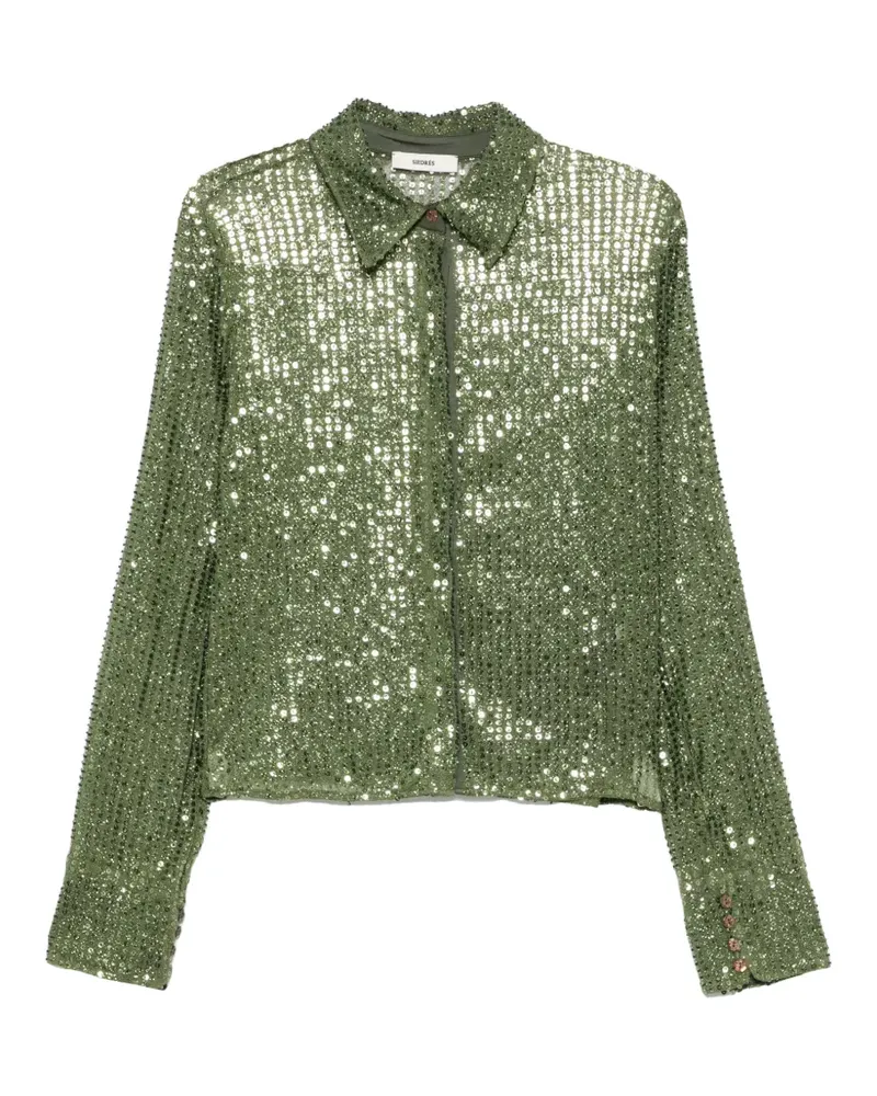 SIEDRES sequin-embellished long-sleeve shirt - Grün Grün