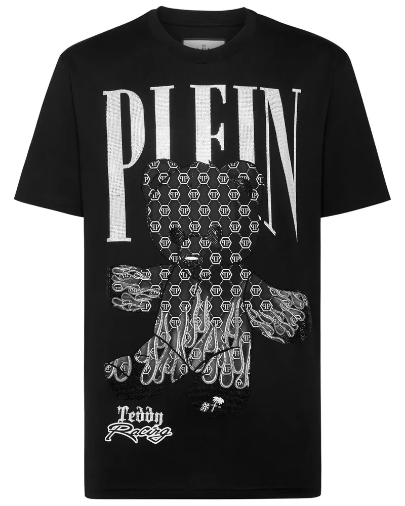 Philipp Plein T-Shirt mit Teddy - Schwarz Schwarz