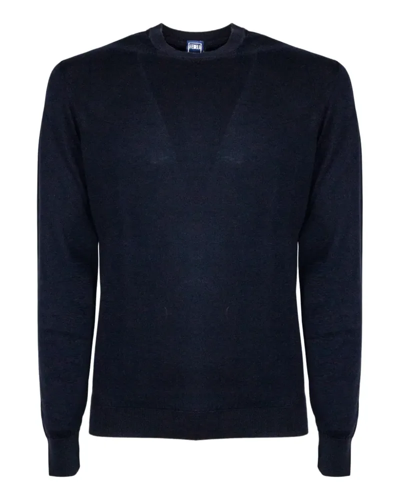 Fedeli round-neck long-sleeve sweater - Blau Blau