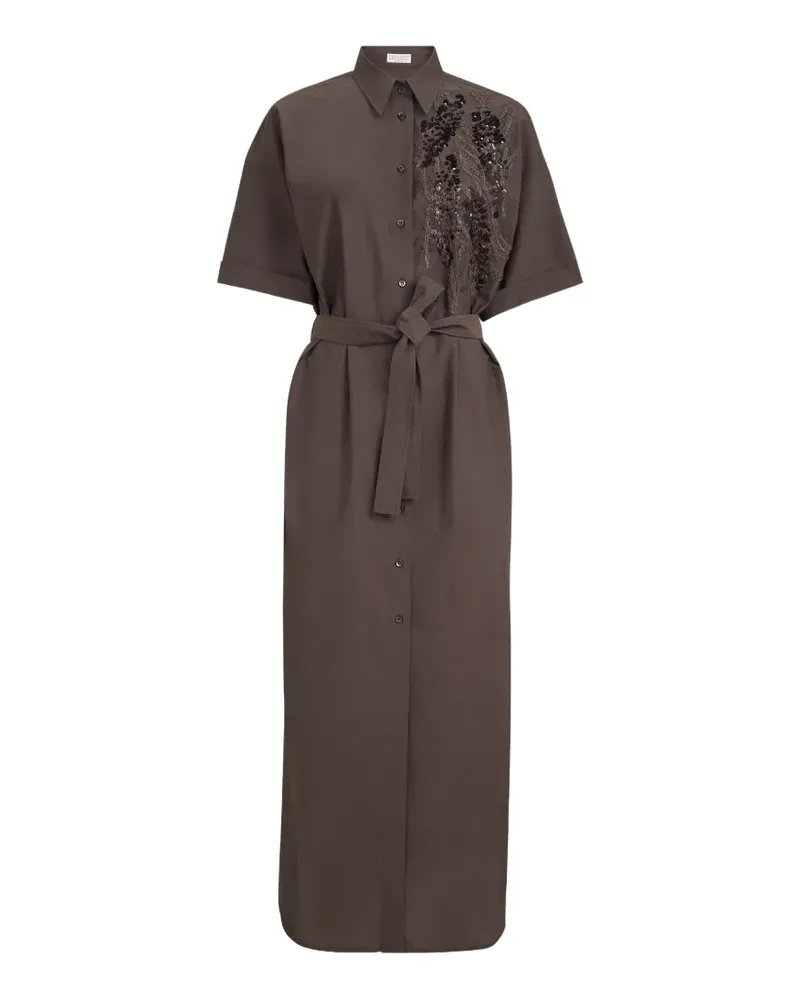 Brunello Cucinelli Midikleid mit kurzen Ärmeln - Braun Braun